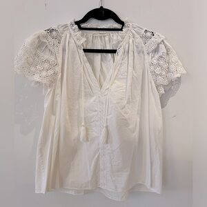 Ulla Johnson Elsie Lace Blouse in Ivory/ Cream